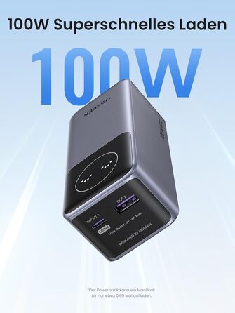 Power Bank UGREEN Nexode 12000mAh 100W з 2 портами, цифровим дисплеєм, USB-C PD 3.0, сумісний з iPhone, Galaxy, iPad та іншими пристроями