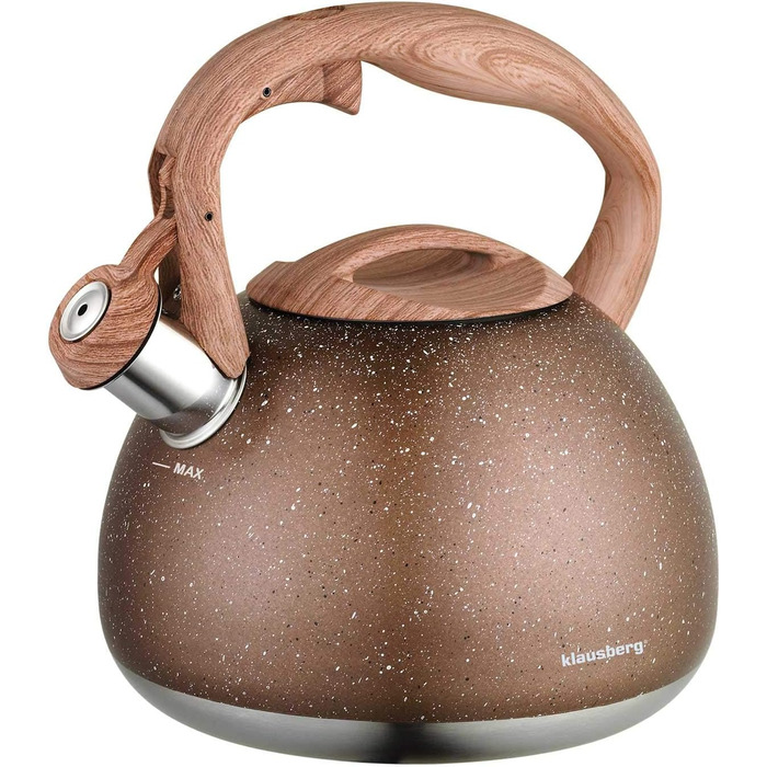 Чайник електричний Klausberg Flötenkessel 2.8L з покриттям з мармуру, коричневий KB-7369