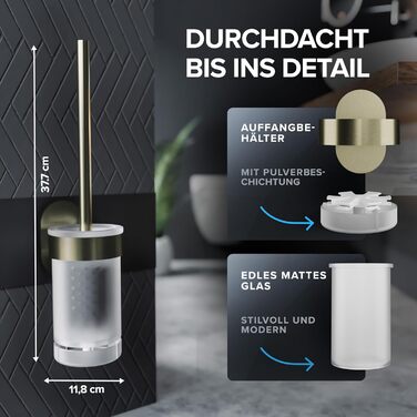 Набір для чищення унітазу Ovimar Finnkona: щітка, кріплення на стіну без свердління, силіконова щітка, вентиляція, нержавіюча сталь з порошковим покриттям, змінний насадок (золотий, клейкий)