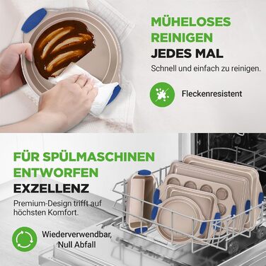 Набір форм для випічки NutriChef 6 шт. – дека для випічки, форма для мафінів, кексова форма з антипригарним покриттям, термостійка до 230°C, стіклива з силіконовими ручками з вуглецевої сталі – ідеально підходить для тортів, хліба та мафінів