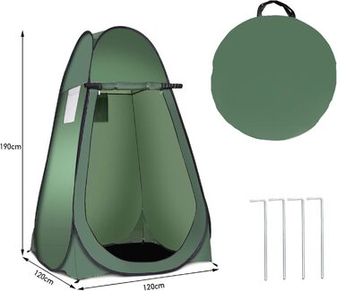 Намет для душу GYMAX, переодягання, туалет, кемпінг, 120x120x190 см, мобільний, зелений