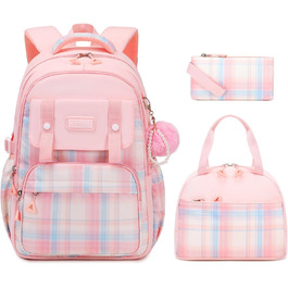 Рюкзак для дівчаток: стильний шкільний рюкзак з великою місткістю (рожевий, 3-в-1)
