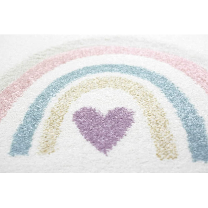 Carpet Dream Kids' Room Carpet Play Carpet Rainbow Dots Hearts Pink Gray Cream Size 140x200 cm 140x200 cm Pink Gray Cream