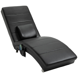 HOMCOM Recliner Chair with Leather and Massage Function, 58 x 163 x 87 cm, up to 120 kg, 8 Massage Points, with Remote Control, High Back Rest Cushion, Black | Aosom