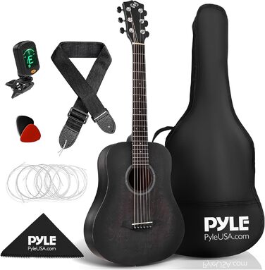 Акустична гітара Pyle для дітей та початківців, ½ розміру, з аксесуарами, чорна матова, 86 см