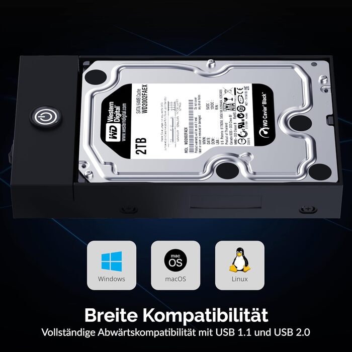 Корпус для жорсткого диска/док-станція Sabrent для 2.5' та 3.5' SATA HDD/SSD – USB 3.0, 5 Gbps, без інструментів, LED, Plug & Play (EC-KSL3)