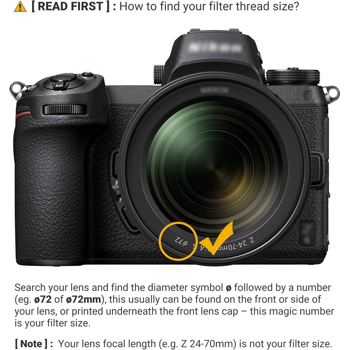 Фільтр ND змінної щільності Graufilter 72mm для DSLR камер, Sigma, Nikon - ND2-ND400, водонепроникний