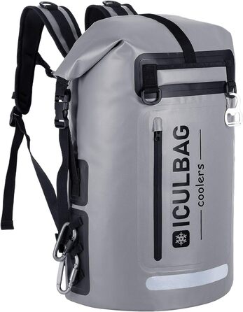 Рюкзак-холодильник Iculbag 35L для дорослих, 48 банок, складний, армійний зелений (сірий), для пляжу, кемпінгу та подорожей