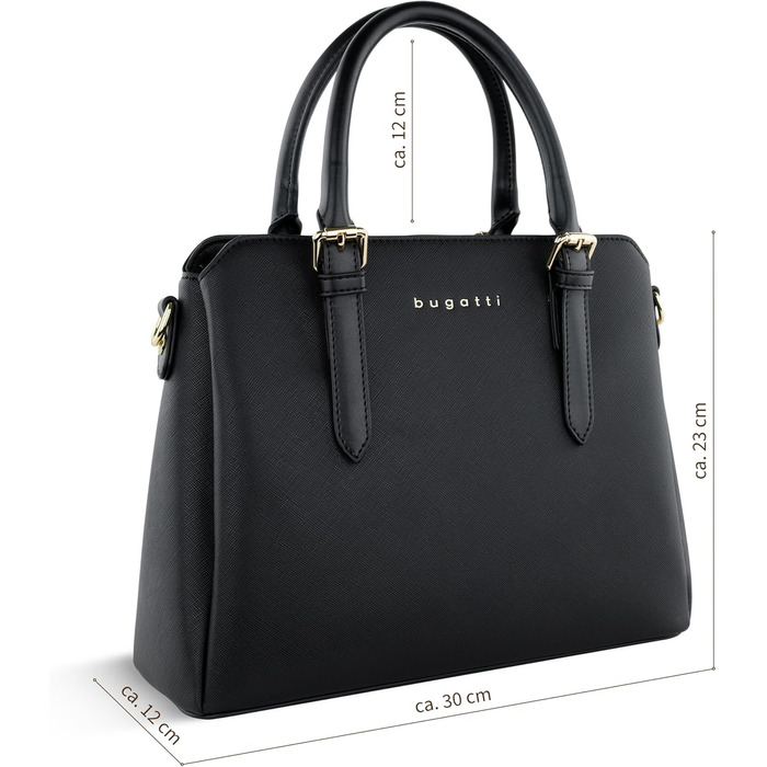 Сумка жіноча Bugatti Ella середнього розміру, штучна шкіра (Чорний Saffiano)
