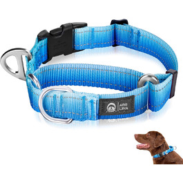 Нашийник для собак Martingale, світловідбиваючий, з зупиняючою функцією, для великих, середніх та маленьких собак, нейлон, блакитний, розмір L