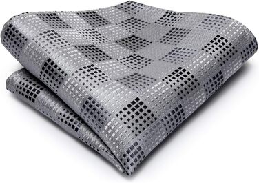 Набір краватки, кишенькового хустинки та запонок Hi-Tie, золотий, формальний шовк, для весілля та свят (сірий у керобку)