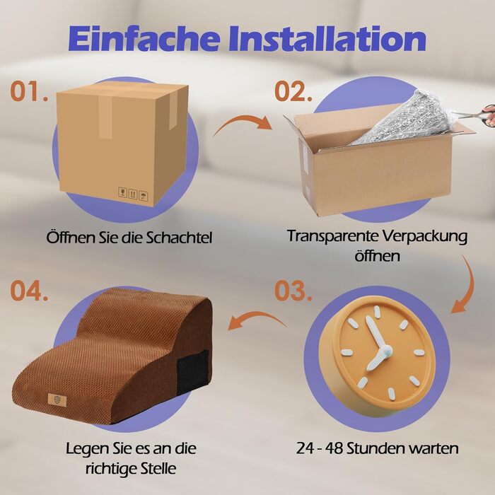 Сходинки для собак Eukue - 2 сходинки для маленьких собак, для ліжка та дивану, з високощільним пінополіуретаном, портативні, знімний, пральний чохол (білий) (коричневий)