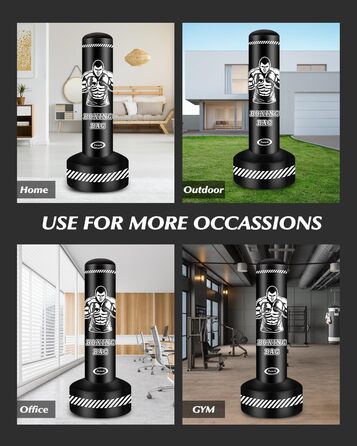 Боксерський мішок стоячий для дорослих, 180см. Міцний мішок для боксу, кікбоксингу, MMA, Муай Тай, фітнесу, таekwondo. Чорно-білий.