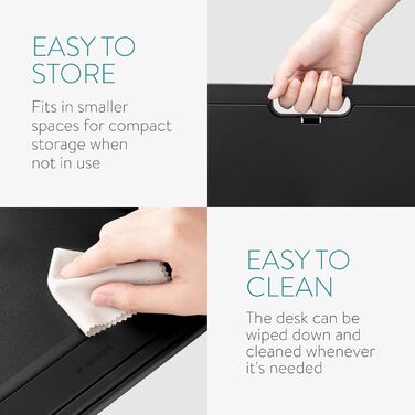 Підставка для ноутбука Navaris з пластику - для ліжка, дивана, планшета. Регульована підставка для ноутбука та планшета, 37,6x28x5,8 см, чорна