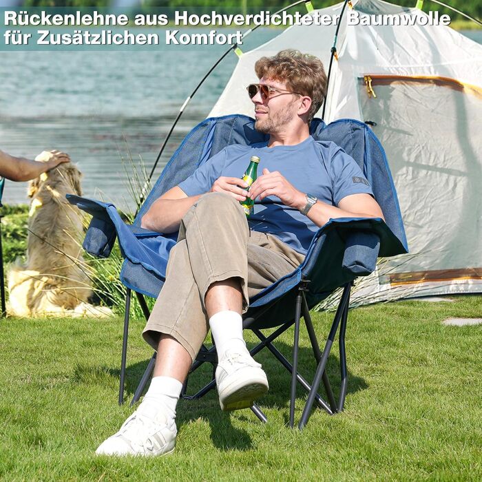 Великий складаний стілець для кемпінгу RELAX FIELD, 227 кг, Navy Blue
