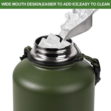 Kalawen Stainless Steel Water Bottle 2.2L Sports Bottle Fitness Water Bottle Leak-Proof Keeps 48h Thermo and 24h Cold Water Bottle Sports BPA Free Water Bottle Outdoor Carbonated Suitable