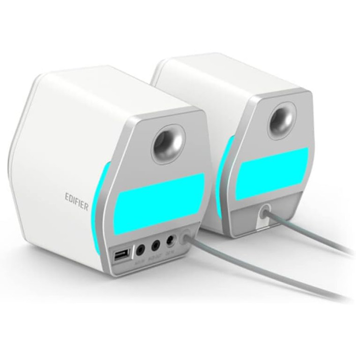 Edifier G2000 - ігрова Bluetooth колонка з RGB-підсвічуванням та 3 режимами звуку. Підтримка Bluetooth, USB та 3.5mm аудіороз'єм. Білий колір