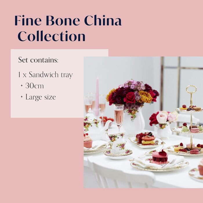 Сервізна тарілка Royal Albert Old Country Roses, 30 см, фарфор, для подачі сендвічів
