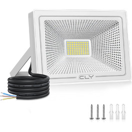 CLY LED Floodlights Outdoor, 50W LED Floodlights, 2 Pack Super Bright 4300LM LED Spotlights, 6500K Cool White IP66 Waterproof LED Outdoor Floodlights for Backyard, Driveway, Garage, Hallway, Garden (1 Piece)