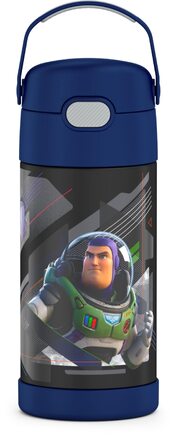 Дитяча термопляшка Thermos Funtainer зі сталею та трубочкою, 355 мл, Lightyear (чорна) — вакуумна ізоляція, BPA-free