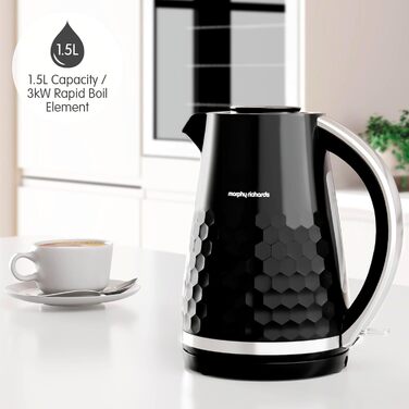 Електричний чайник Morphy Richards Hive, 1.5 л, чорний, з фільтром від накипу, 3 kW