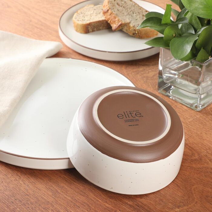 Сервіз набір 16-ти частинний Gibson Elite Northrock Steingut для 4 осіб: тарілки та миски, білий з ручним розписом, кераміка (Northrock)