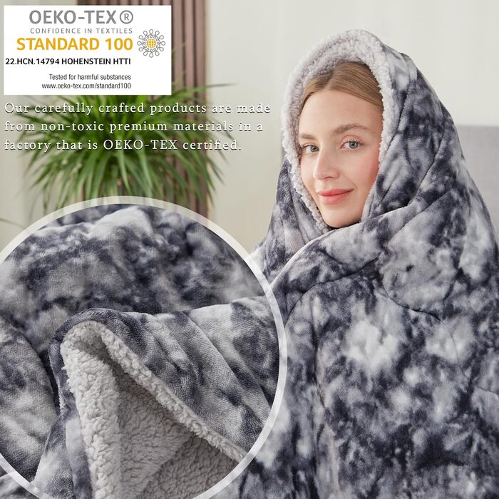CHOSHOME Плед м'який, теплий, фланелевий, з мікрофібри, з ефектом шерпи, 150x200 см, двосторонній, для дому, подарунок на Різдво (темно-сірий)