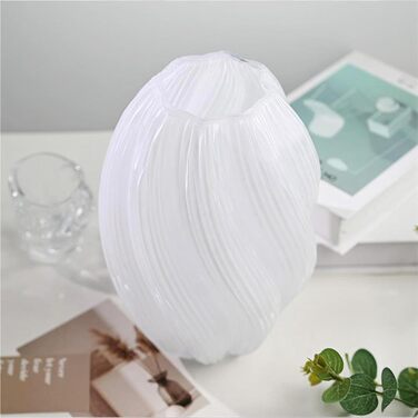 Скляна ваза для квітів Glas Blume, 24 см, сучасний мінімалістичний дизайн, ручної роботи, для дому, офісу, подарунок на весілля/новосілля (біла)