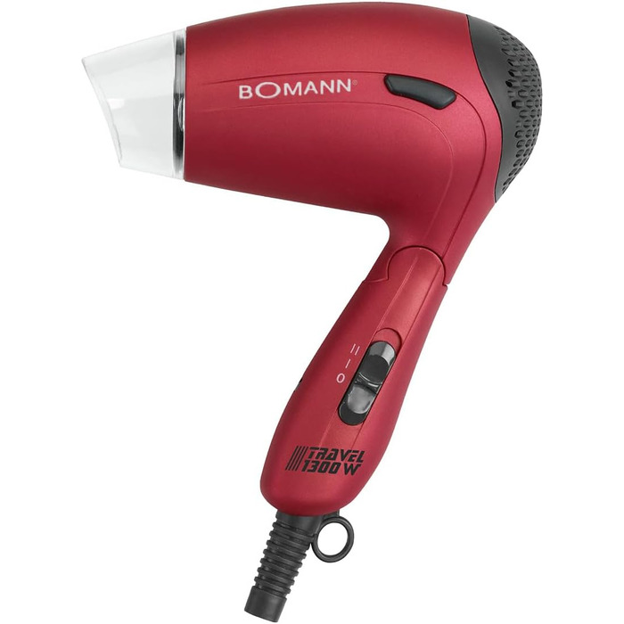 Фен Bomann® HTD 8005 CB червоний: компактний туристичний фен 1200W з дифузором та сумкою | 2 режими | 110/230V