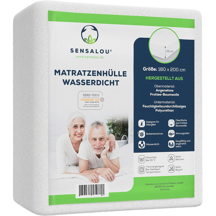 Sensalou Mattress Cover Zippered Encasing for Allergy Sufferers - 180 x 200 cm