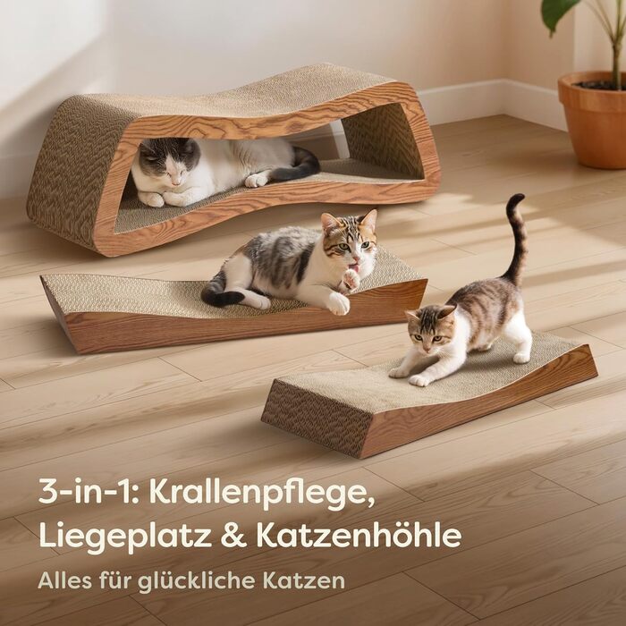 Кігтеточка для котів 3 в 1 XXL 75 см – міцна картонна поверхня для догляду за кігтями – до 2 років використання – економія місця – захист диванів та меблів (Mountain) (Білий) (Коричневий)