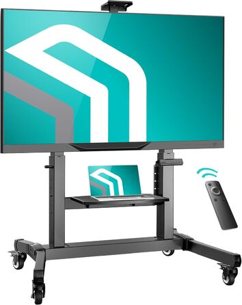 ONKRON Electric TV Stand with Wheels - Adjustable Height, 50-100 Inch TVs, 130kg Capacity, VESA 1000x600 - Black
