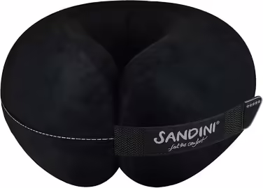 SANDINI TravelFix Regular Size – Microfiber – Premium Travel Pillow Made in EU / Neck Pillow with Ergonomic Support – Free Carrying Bag with Attachment Clip