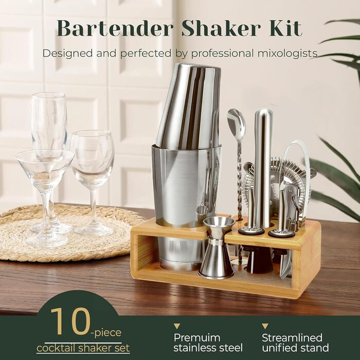 Набір для коктейлів преміум класу Boston Shaker, 16 предметів: шейкер, мадлер, відкривачка для пляшок, аксесуари для бару (чоловікам та жінкам)
