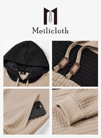 Чоловічий худі з капюшоном, теплий світшот з довгими рукавами, кольоровий блок, A Pergament, розмір S