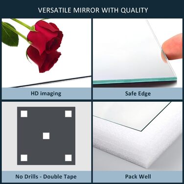 Круглий дзеркало на стіну без рами 40 см, HD скло, сучасний дизайн, самоклеючий, для ванної, вітальні, спальні, коридору