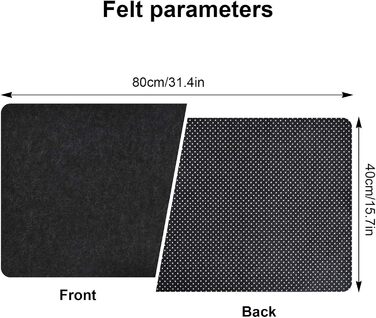 Килимок для столу з фетру, великий, 80x40 см. Нековзний килимок для столу, ігровий килимок, килимок для письма, офісний захист столу (Сірий)