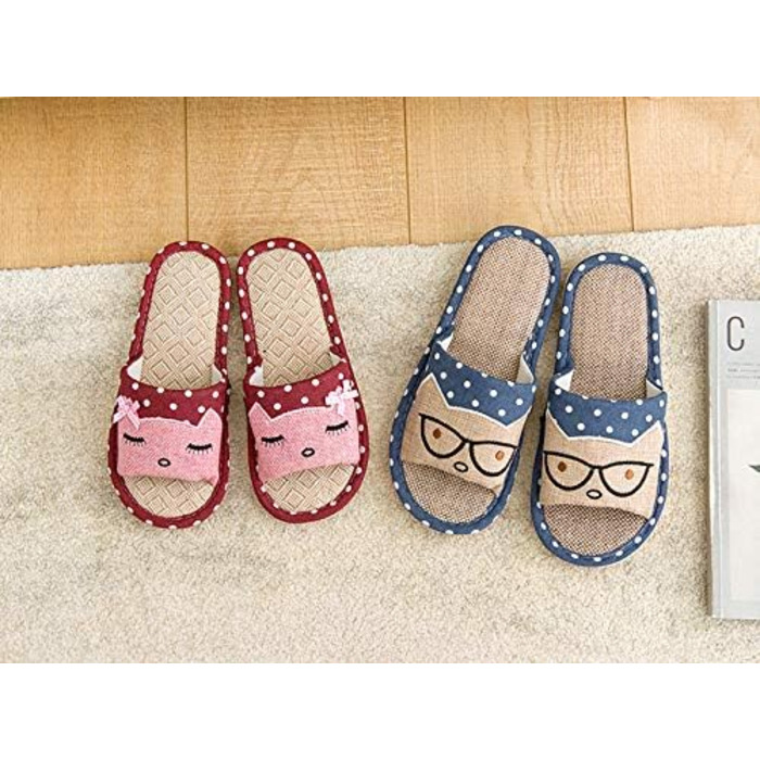 Пара тапочок з льону AioTio для дітей: японський стиль, мультфільм, дихаючі, антиковзкі, з товстим дном, подарунок, 38/39 EU, бордовий