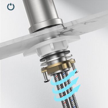 Змішувач для кухні FORIOUS з поворотним гусаком 360°, однорідний, з нержавіючої сталі, для встановлення в 1 отвір