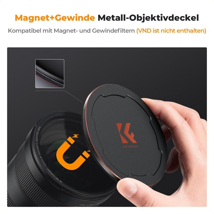 Фільтр ND K&F Concept ND1000 (10 Stop) з магнітним кріпленням, 52mm, з кришкою об'єктива
