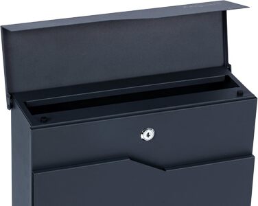 Поштова скринька Zelsius Wave з відділенням для преси, антрацит RAL 7016, з механізмом плавного закриття | Настінна або стійкова установка