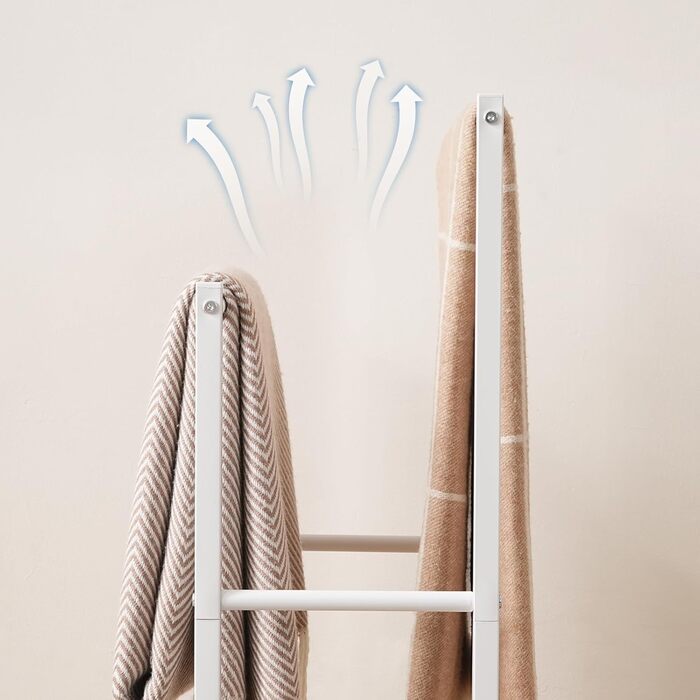 HOOBRO Тримач для рушників, стійка для рушників, мотузка для сушіння, 2 перекладини, для рушників, одягу, ковдр, газет, економія місця, стабільна, білий та натуральний колір