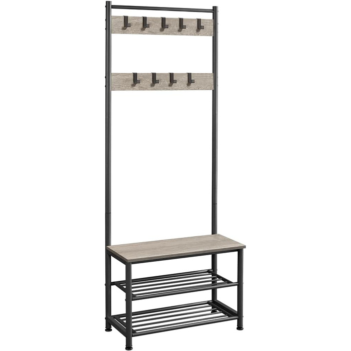 Yaheetech Clothes Rack Wardrobe Clothes Rack with 3 Shelves, Shoe Shelves, Wardrobe Hooks, Height 184.5cm, Width 72.5cm, Depth 33cm, for Bedroom/Dressing Room/Living Room/Storage Room Grey