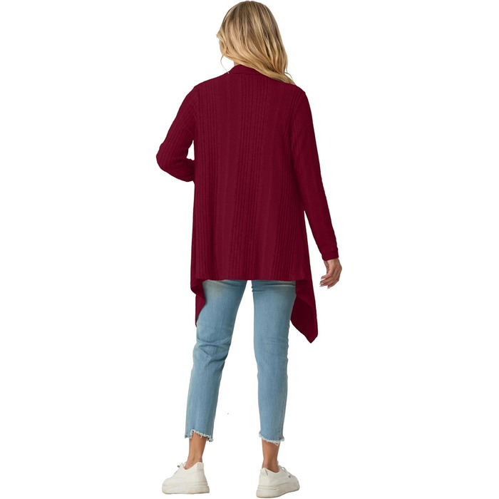 Жакет GRECERELLE з м'якої в'язки, колір бордовий, з кишенями, легкий, асиметричний, розмір M