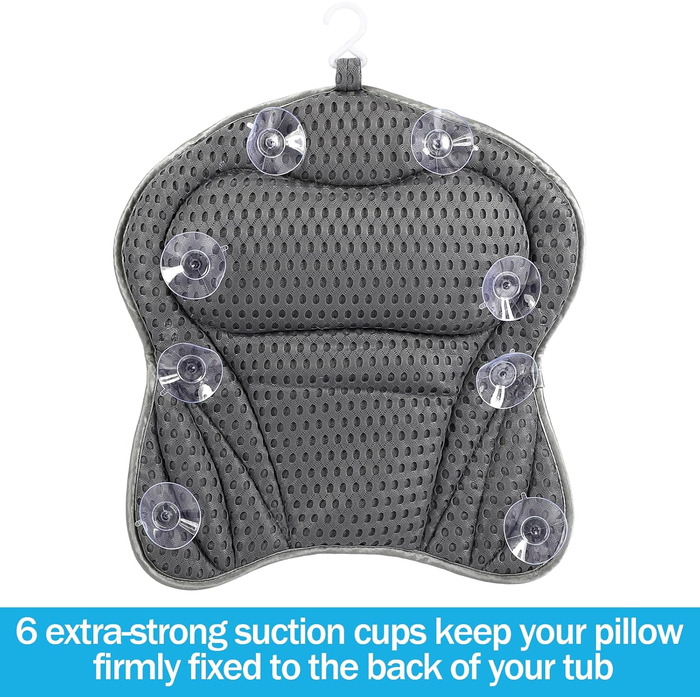Подушка для ванни, подушка для шиї, ергономічна подушка для ванни з 8 присосками, для домашнього спа, підтримує голову, шию та спину