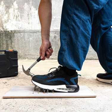 Черевики робочі чоловічі/жіночі Hitmars, захисні черевики з металевим підноском, зручні кухарські черевики, легкі черевики, черевики для дахів, чорний/синій, EU36-48