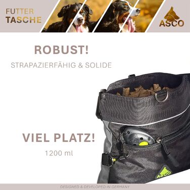 Сумка для ласощів для собак ASCO Leckerlitasche - зручна та практична бавовняна сумка для тренувань, 20 x 20 см, чорна