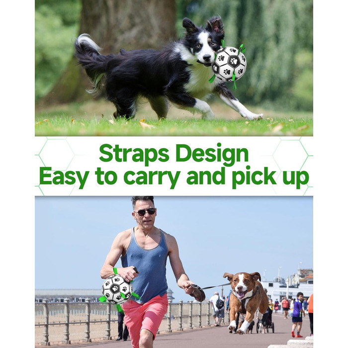 Interactive Dog Toy, Football with Gripping Flanges, Durable Dog Balls for Small and Medium Breeds, Water Toy, Suitable for Indoor and Outdoor Use