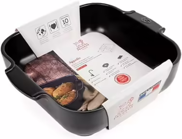 Керамічна квадратна форма для запікання Peugeot Appolia з ручками, 28x28 см, 2 л, біла/сатин чорна