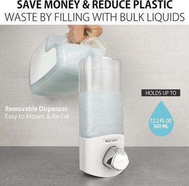 Дозатор для мила, гелю для душу та шампуню Better Living, хром, ABS-пластик, білий, однокамерний